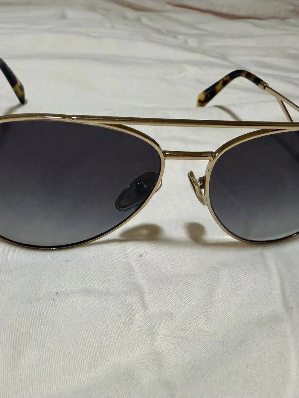 Prada Gold Aviator Sunglasses with Gradient Gray Lenses